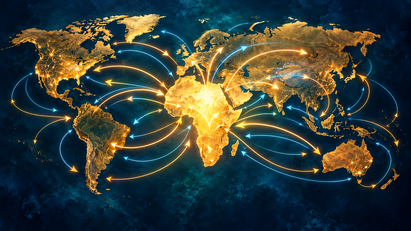 World map with arrows showing Christian mission moving between Africa and other regions