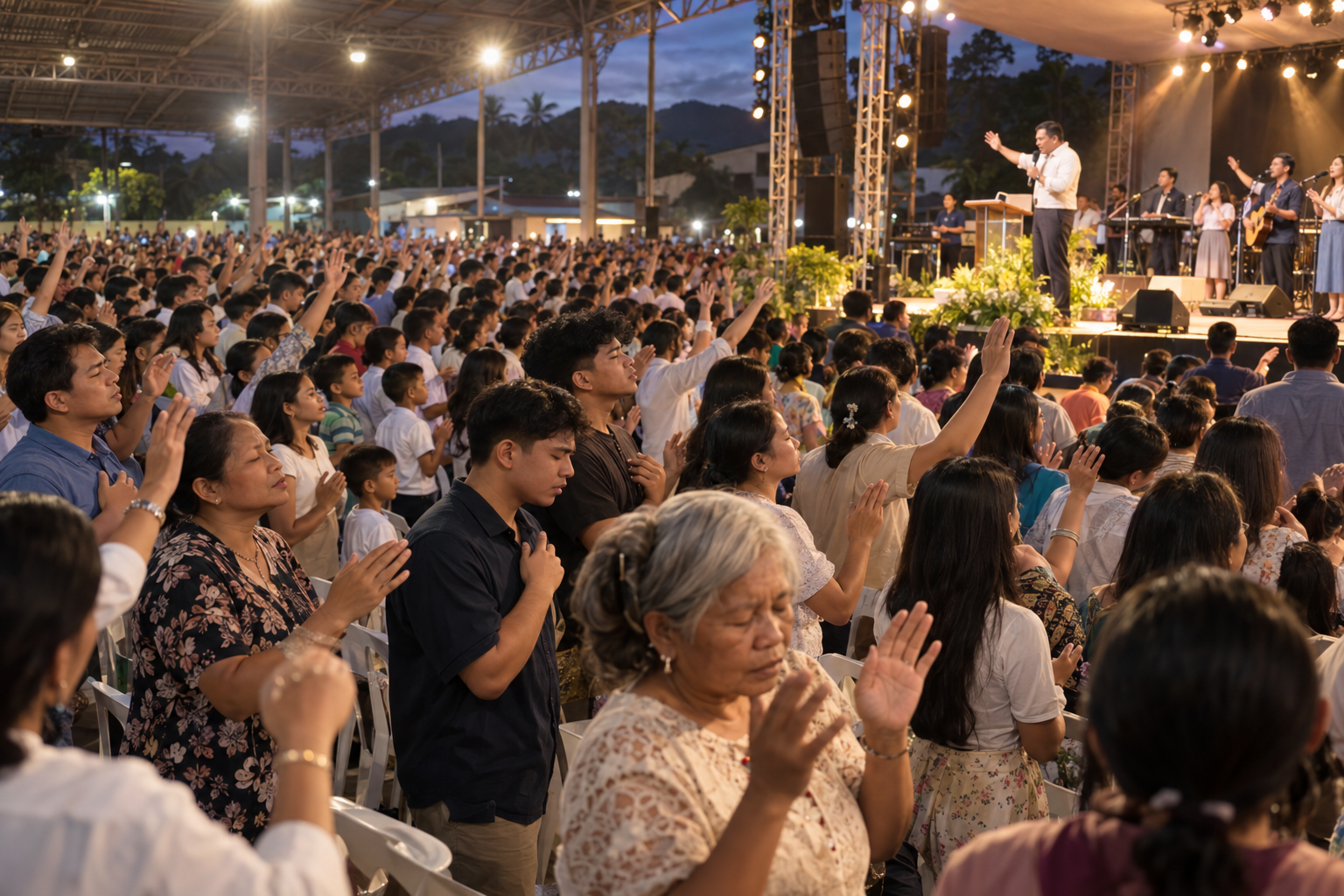 A large Christian revival gathering in Rizal Province